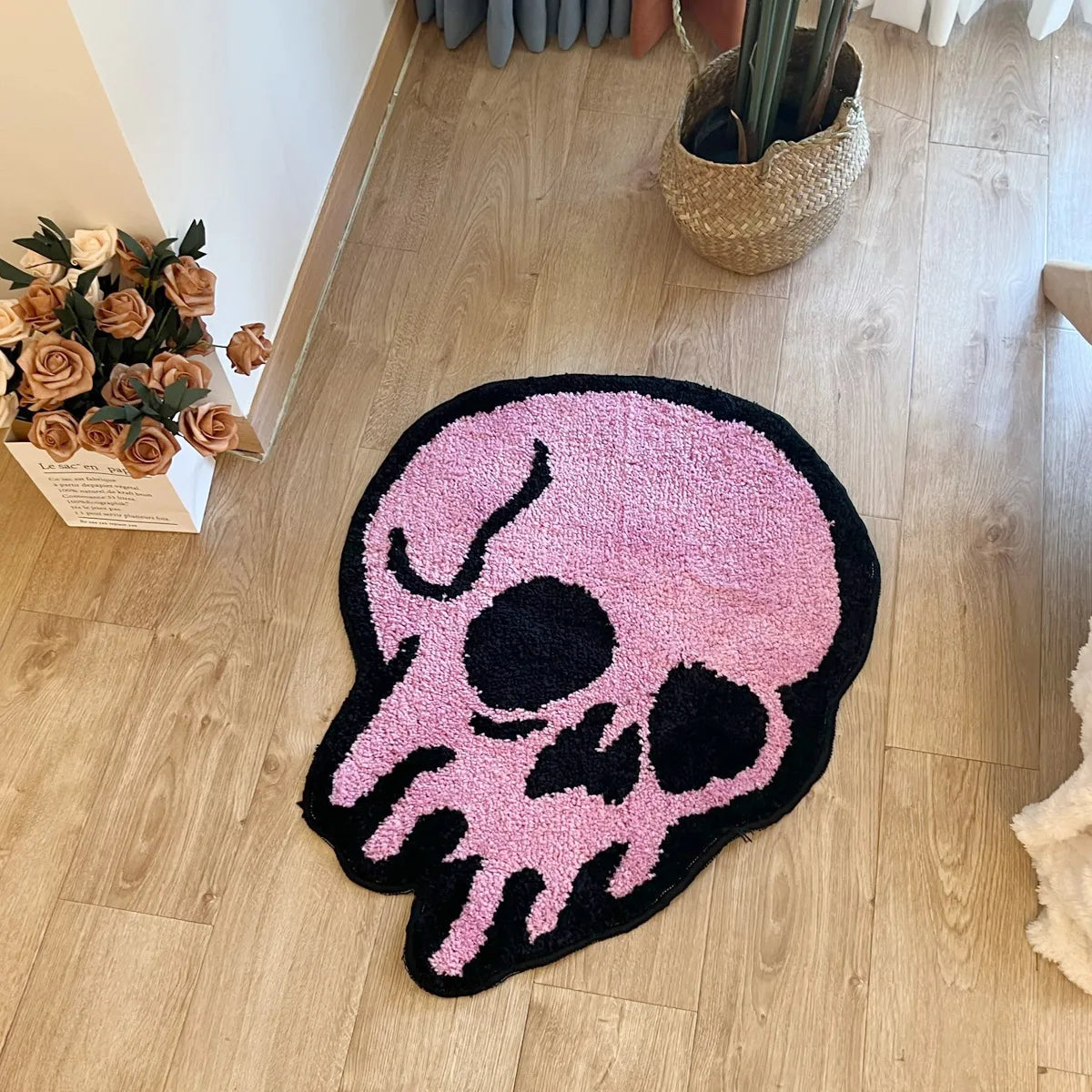 Pink Melting Skull Rug