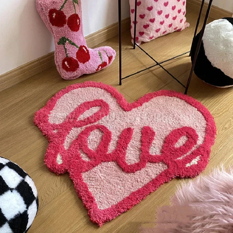 Pink Love Shaped Carpet Rug