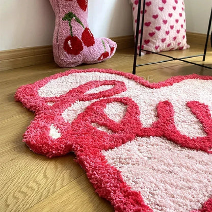 Pink Love Shaped Carpet Rug